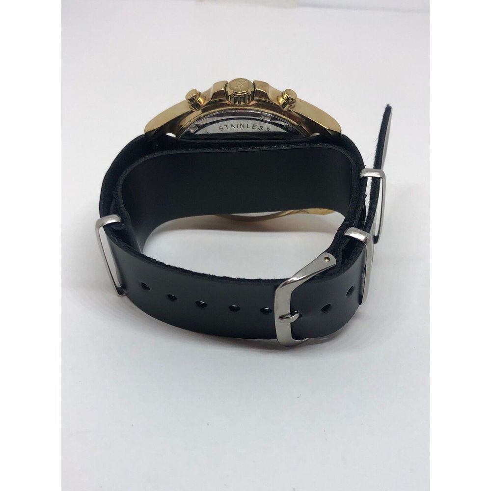 Michael Kors MK5605 Unisex Black Leather Analog Gold Dial Quartz Watch HO116 - Picture 9 of 9